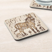 Block Print Sheep Donkey Quilt - brown donkey. Bier Onderzetter (Linkerzijde)