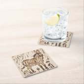 Block Print Sheep Donkey Quilt - brown donkey. Kartonnen Onderzetters (Insitu)