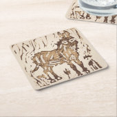 Block Print Sheep Donkey Quilt - brown donkey. Kartonnen Onderzetters (Schuin)