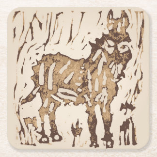 Block Print Sheep Donkey Quilt - brown donkey. Kartonnen Onderzetters