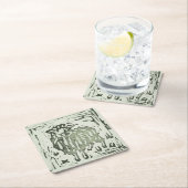 Block Print Sheep Donkey Quilt - green sheep. Kartonnen Onderzetters (Insitu)