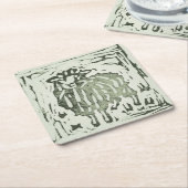Block Print Sheep Donkey Quilt - green sheep. Kartonnen Onderzetters (Schuin)