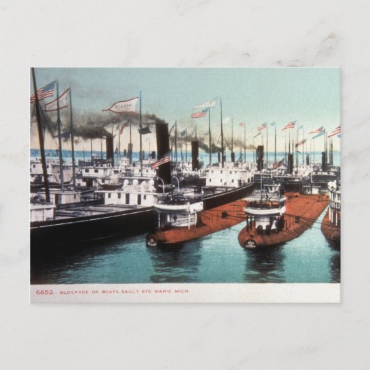 Blockade bij Sault Ste Marie - Vintage Briefkaart (Voorkant)