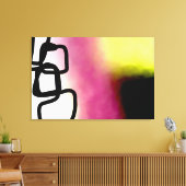 Blockchain: Abstract Roze, Geel, Zwart & Wit Canvas Afdruk (Insitu (Woonkamer))