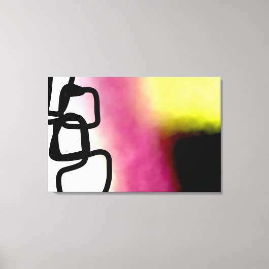 Blockchain: Abstract Roze, Geel, Zwart & Wit Canvas Afdruk (Voorkant)