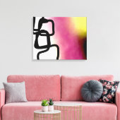 Blockchain: Abstract Roze, Geel, Zwart & Wit Canvas Afdruk (Insitu (Woonkamer))