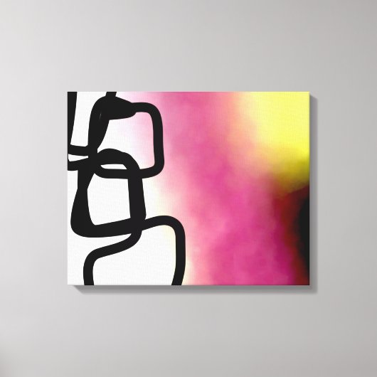 Blockchain: Abstract Roze, Geel, Zwart & Wit Canvas Afdruk (Voorkant)