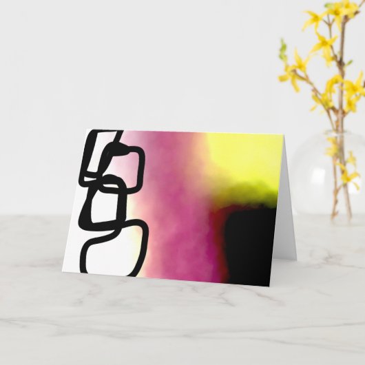 Blockchain: Abstract Roze, Geel, Zwart & Wit Kaart (Gele Bloem)