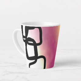 Blockchain: Abstract Roze, Geel, Zwart & Wit Latte Mok