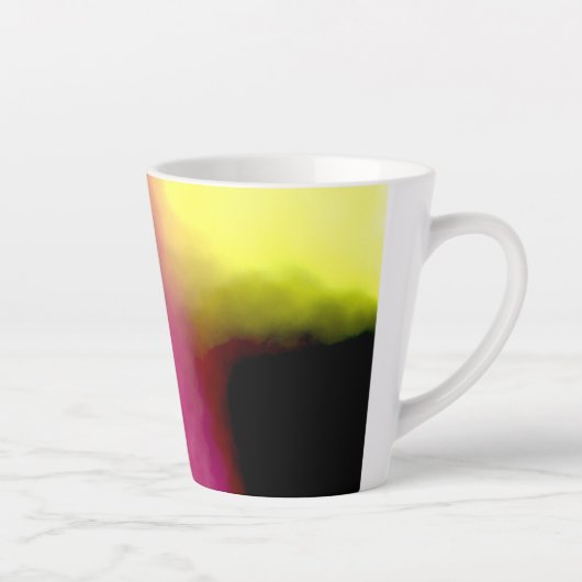 Blockchain: Abstract Roze, Geel, Zwart & Wit Latte Mok (Rechts)