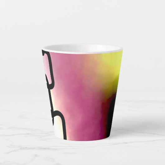 Blockchain: Abstract Roze, Geel, Zwart & Wit Latte Mok (Voorkant)