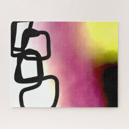 Blockchain: Abstract Roze, Geel, Zwart & Wit Legpuzzel