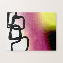 Blockchain: Abstract Roze, Geel, Zwart & Wit Legpuzzel