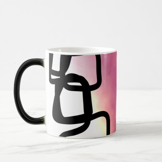 Blockchain: Abstract Roze, Geel, Zwart & Wit Magische Mok (Links)