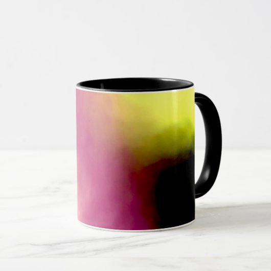 Blockchain: Abstract Roze, Geel, Zwart & Wit Mok (Voorkant rechts)