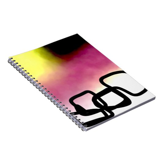 Blockchain: Abstract Roze, Geel, Zwart & Wit Notitieboek (Rechterzijde)