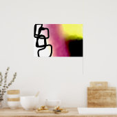 Blockchain: Abstract Roze, Geel, Zwart & Wit Poster (Keuken)