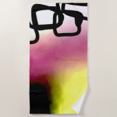 Blockchain: Abstract Roze, Geel, Zwart & Wit Strandlaken (Voorkant)