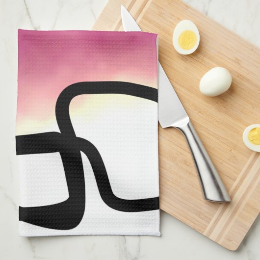 Blockchain: Abstract Roze, Geel, Zwart & Wit Theedoek (Quarter Fold)