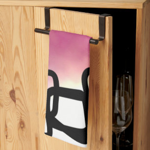 Blockchain: Abstract Roze, Geel, Zwart & Wit Theedoek