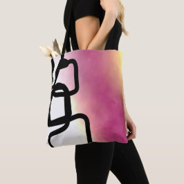 Blockchain: Abstract Roze, Geel, Zwart & Wit Tote Bag