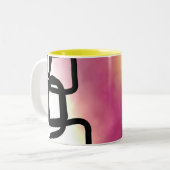 Blockchain: Abstract Roze, Geel, Zwart & Wit Tweekleurige Koffiemok (Voorkant links)