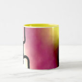 Blockchain: Abstract Roze, Geel, Zwart & Wit Tweekleurige Koffiemok (Center)