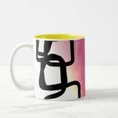 Blockchain: Abstract Roze, Geel, Zwart & Wit Tweekleurige Koffiemok (Links)