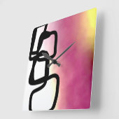 Blockchain: Abstract Roze, Geel, Zwart & Wit Vierkante Klok (Hoek)