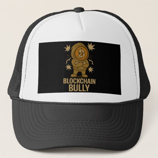 Blockchain Bully™ Bitcoin voor Crypto Coin-handela Trucker Pet (Voorkant)