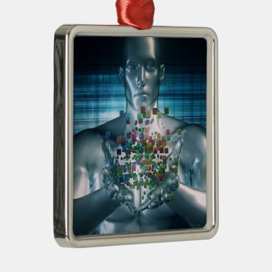 Blockchain Solutions in Business World Concept Metalen Ornament (Rechts)