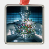 Blockchain Solutions in Business World Concept Metalen Ornament (Voorkant)