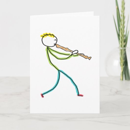 Blockfluitspelende Stickman Kaart (Voorkant)