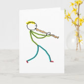 Blockfluitspelende Stickman Kaart (Gele Bloem)