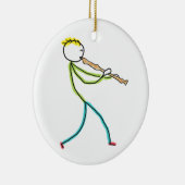 Blockfluitspelende Stickman Keramisch Ornament (Rechts)