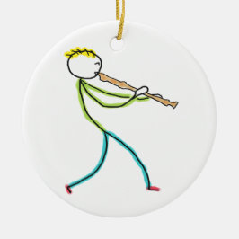 Blockfluitspelende Stickman Keramisch Ornament