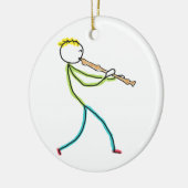 Blockfluitspelende Stickman Keramisch Ornament (Links)