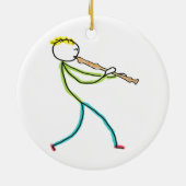 Blockfluitspelende Stickman Keramisch Ornament (Achterkant)