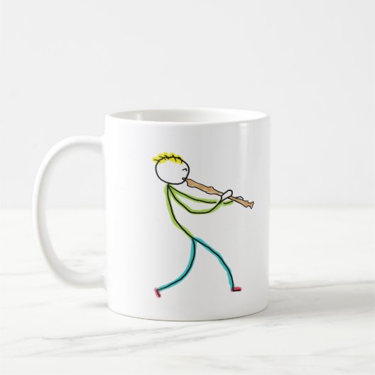 Blockfluitspelende Stickman Koffiemok (Links)