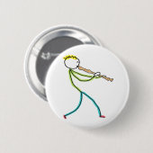 Blockfluitspelende Stickman Ronde Button 5,7 Cm (Voorkant /achterkant)