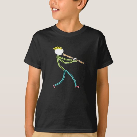 Blockfluitspelende Stickman T-shirt (Voorkant)