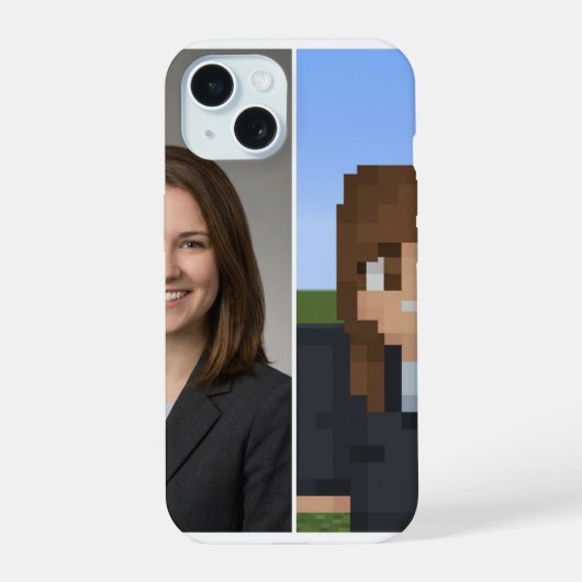 BlockPix Minecraft Karakter Hoesje iPhone 15 Case (Achterkant)