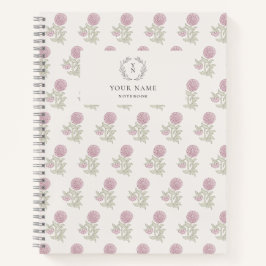 Blockprint geïnspireerd roze floral notitieboek