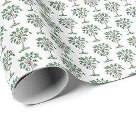 Blockprint kerst palmetto inpakpapier