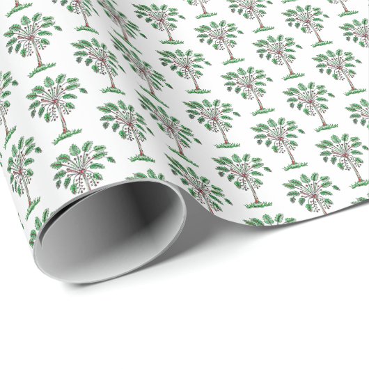 Blockprint kerst palmetto inpakpapier (Rol Hoek)