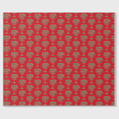 Blockprint Palmetto Kerst Inpakpapier (Vlak)