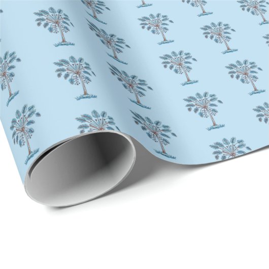 Blockprint Palmettopalmboom Cadeaupapier (Rol Hoek)