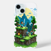 BlockQuest Adventures - Pixel Art iPhone 15 hoesje (Achterkant)