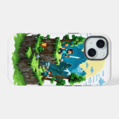 BlockQuest Adventures - Pixel Art iPhone 15 hoesje (Achterkant horizontaal)