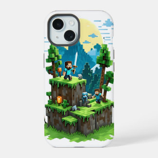 BlockQuest Adventures - Pixel Art iPhone 15 hoesje